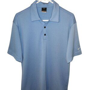 Nike Sphere Dry Golf Polo Shirt Mens Medium Blue Textured Polyester Short Sleeve